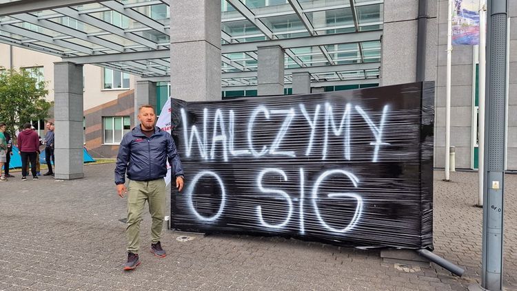 Protest przed JSW, Kamil Budniok, materiału prasowe WZZ Sierpień 80